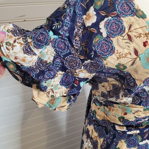 Abel The Label Anthropologie Ghandi Blue Floral Maxi Dress - Picture 5 of 9